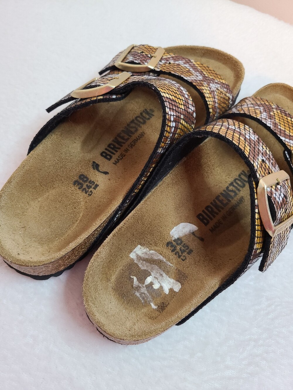 Birkenstock Arizona Python Leather Buckle Sandals Size 38 (7.5) - Picture 4 of 5
